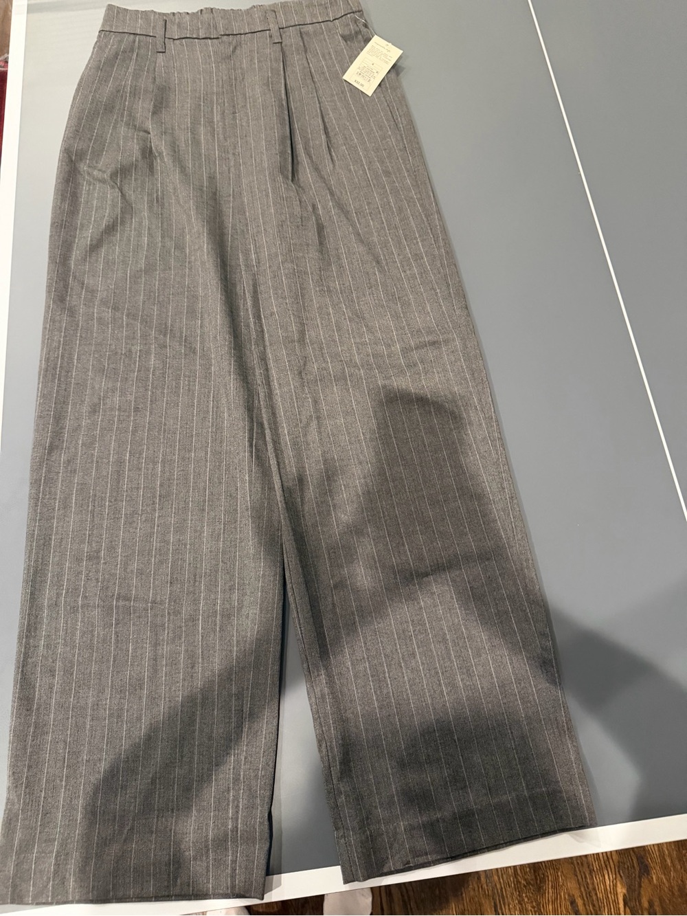 Women’s Pinstripe Wide-Leg Dress Pants - Gray
